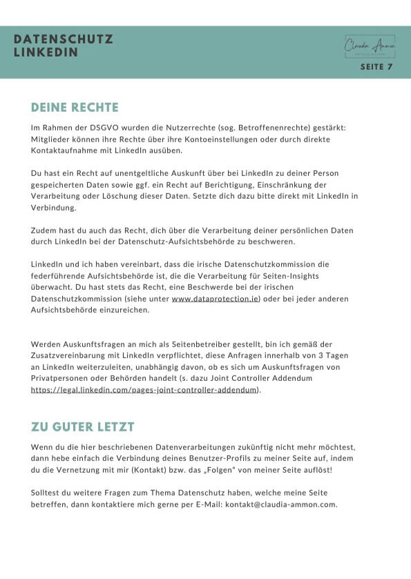 Datenschutzerklärung LinkedIN Seite 7
